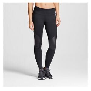 Champion Leggings Black Faux Leather Stretch Mesh Size small